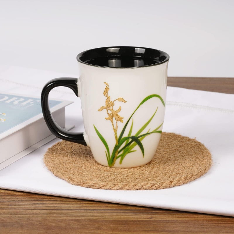 Asmwo Funny Ceramic Magic Heat Color Changing Coffee Mug with Orchid Printing for Women Personalized White Green Tea Cup Large Mugs for Mom,Girl, Grandma and Man 16 oz - Image 5